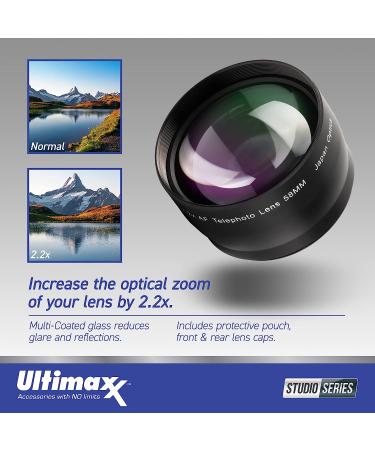 Ultimaxx 55MM Lens Filter Kit with 2.2X Telephoto, Wide Angle, Macro Lenses - Compatible with Nikon D3400 D3500 D5500 D5600 Camera & AF-P DX 18-55mm Lens - Buy Online on SooperMarket.com