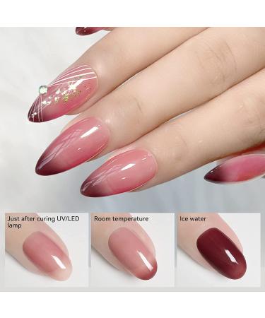 YTD Likomey Color Changing Gel Nail Polish 15ml - Burgundy Red to Nude Pink - Thermal Mood Temperature Change - UV Salon Quality for Autumn/Winter Manicure - Buy Online on SooperMarket.com