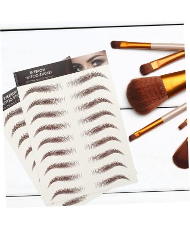 Baluue 63 Sheets Waterproof Eyebrow Stickers Imitation Eyebrow Stick on Eyebrows Makeup Brow Sticker Brown - Buy Online on SooperMarket.com