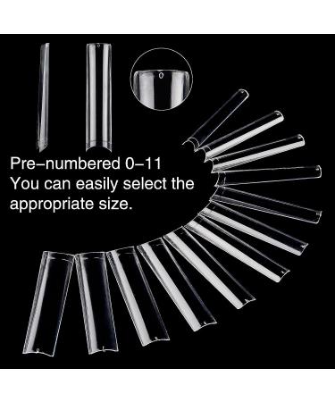 360Pcs XXL Extra Long Clear Nail Tips for Acrylic Nails - 12 Sizes, Half Cover Tapered Square Straight Fake Nails for Nail Salon Home DIY Nail Art - 360PCS XXXL Square - Buy Online on SooperMarket.com