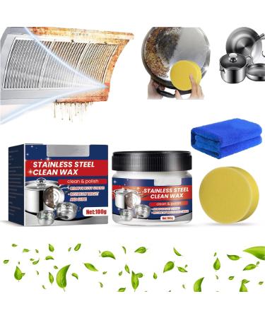 Jue Fish Magical Nano-Technology Stainless Steel Cleaning Paste-Surface Safe Stainless Steel Clean Wax Magic Stainless Steel Cleaner and Polish Power Paste Cleaner (1PCS)