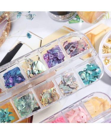 12 Grids Nail Art Shell Flakes Fragments Texture 3D Nail Charm Nail Art Decoration Manicure DIY Accessories - Buy Online on SooperMarket.com
