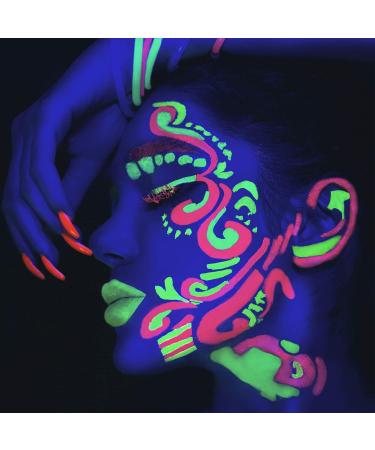 CCbeauty Neon UV Body Paint: 8 Colors Glow In The Dark Face Paint Kit with Brushes - Non-Toxic Professional Makeup for Adults Halloween Costumes - Buy Online on SooperMarket.com
