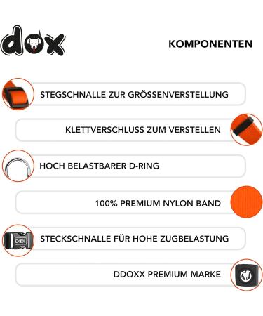 DDOXX Nylon Step-In Dog Harness - Adjustable Orange Puppy Harness for All Sizes - XXS (1.0 x 26-35 cm) - Comfortable & Durable International Shipping - Buy Online on SooperMarket.com