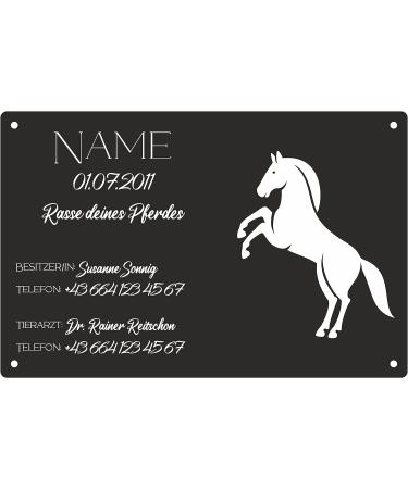 Personalized Horse Shape Stable Bar Sign | 29x19cm Black Glossy Laser Engraved | UV-Resistant & Waterproof | Perfect for Equestrian Decorations - Buy Online on SooperMarket.com