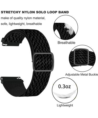 Krudary 3 Pack Adjustable Elastic Band for Amazfit GTS/Bip/Bip S - Soft Stretch Nylon Loop Bracelet Strap Replacement in Black, Green, Grey - Buy Online on SooperMarket.com