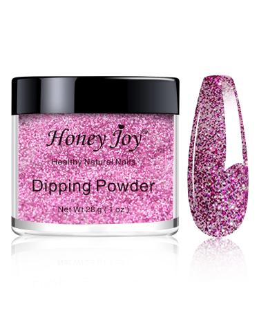 28g/Box Dark Pink Color with Glitter Dipping Powder No Lamp Cure Nails Dip Powder Like Gel Nail Polish Natural Dry for Nail Salon No.113 HJ-ND064B-No.113