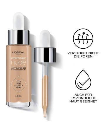 L'Or al Paris Tinted Serum - Nourishing Liquid Foundation with Hyaluronic Acid | Perfect Match No. 1-2 Very Light-Light | 30 ml - International Shipping - Buy Online on SooperMarket.com