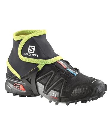 Salomon Unisex Trail Gaiters Low, Black/Alpha Yellow, Large
