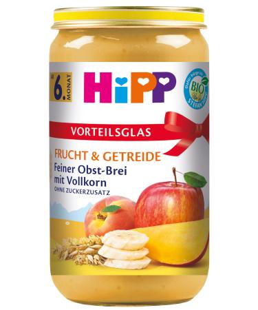 HiPP Organic Fruit & Grain Fine Fruit Porridge with Whole Grain Pack of 6 (6 x 250g) H 4910 F&G Fruit Porridge 250g 250 g (Pack of 6) Fruit Porridge