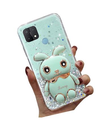 Tivenfezk Nadoli for Oppo Realme C21Y/C25Y HASE Hidden Stand Shell caricature glitter rabbits stand Soft silicone bling cell phone case.