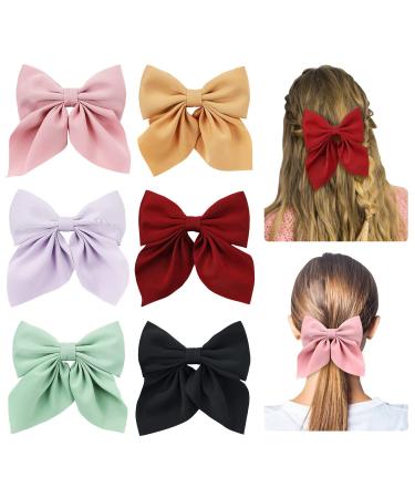 inSowni 6 Pack Solid Ponytail Big Bow Alligator Hair Clips Duckbill Barrettes Hair Accessories for Women Girls Teens