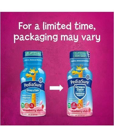 PediaSure Grow & Gain with Immune Support Kids Protein Shake 27 Vitamins and Minerals 7g Protein Helps Kids Catch Up On Growth Non-GMO Gluten-Free Strawberry 8-fl-oz Bottle 24 Count - Buy Online on SooperMarket.com