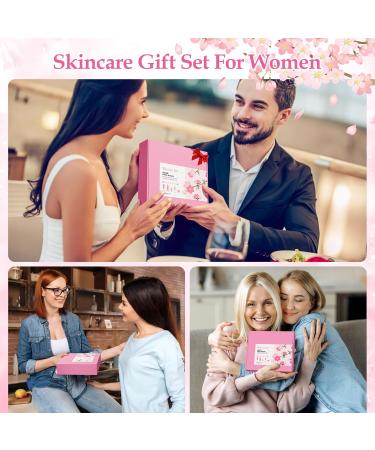 Cherry Blossom Skin Care Set for Teen Girls | 5-Piece Kit with Cleanser Toner Serum Eye & Facial Cream - Perfect Gift for Women - Buy Online on SooperMarket.com