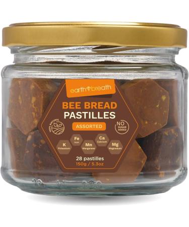 Earthbreath Assorted Bee Bread Pastilles - 150g (5.3 oz) Pure Raw Natural Perga/Ambrosia - Bee Pastilles with Black Currant Sea Buckthorn Berries and Apple Cinnamon