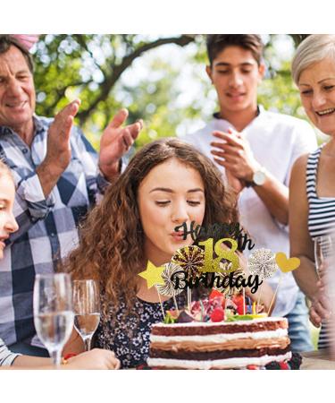 24pcs Black Gold Cake Decoration Set 18 Birthday Decoration Cake Top Hat Happy Birthday Cake Plug-in Black Gold Birthday Party Flag - Buy Online on SooperMarket.com