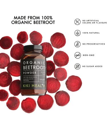 KIKI HEALTH Organic Beetroot Powder | 100% Pure Sustainably Sourced from EU Gluten-Free & GMO-Free | Natural Vitality for Smoothies Baking & Porridge | Perfect for Vegans & Vegetarians - 200g - Buy Online on SooperMarket.com