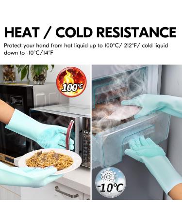 VGO Dishwasher Cleaning Sponge Gloves - Reusable Silicone Scrubber Heat-Resistant 1 Pair (Pink+Blue) - Si2142 - Buy Online on SooperMarket.com