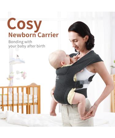 MOMTORY Newborn Baby Carrier | Cozy Wrap with Hook&Loop | Adjustable & Soft Fabric | Deep Grey - Buy Online on SooperMarket.com