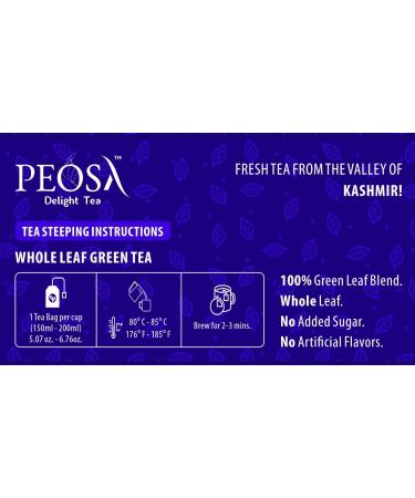 Peosa Delight Tea - Kashmiri Almond Kahwa Whole Leaf Green Tea with Saffron, Almond, Cardamom, Rose Petal - 40 Tea Bags - 3.52 Oz Box - Buy Online on SooperMarket.com
