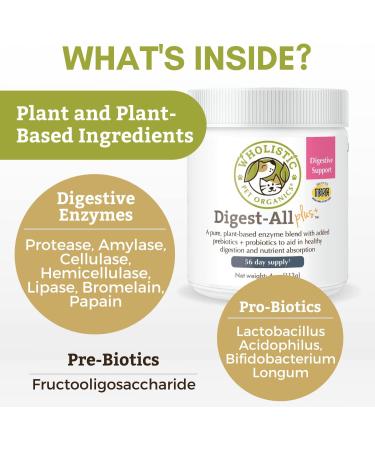 Wholistic Pet Organics Dog Probiotics & Digestive Enzymes - Immune System & Gut Health Support - Plant Based Ingredients - 8 oz - Buy Online on SooperMarket.com