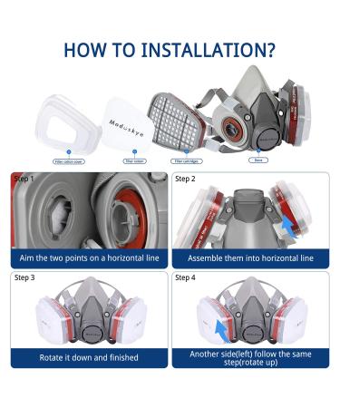 MODUSKYE Reusable Half Facepiece Respirator with 6 Active Cotton Filters for Painting, Dust, Sanding, Polishing, and Spraying - Buy Online on SooperMarket.com
