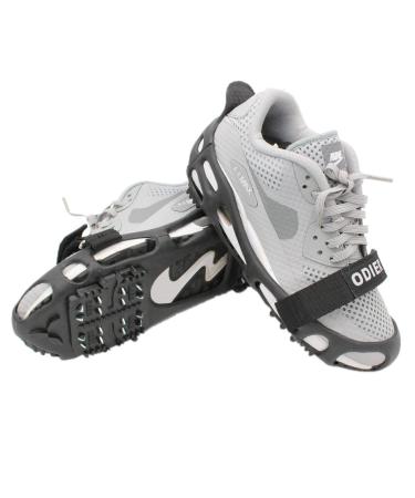ODIER Ice Cleats Grippers for Shoes and Boots 24 Teeth Crampons 10 Teeth Micro Spikes Ice Cleats for Walk on Ice Snow and Freezing Mud 24-Teeth Large