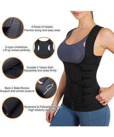 KUMAYES Sauna Vest for Women - Neoprene Slimming Corset Waist Trainer & Shapewear Tank Top - Body Shaper in Black - International Shipping Available - Buy Online on SooperMarket.com