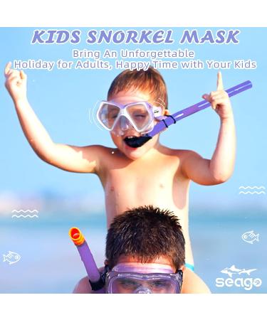 Seago Kids Swim Goggles with Nose Cover | Anti-Fog, Panoramic View, Purple | Ages 6-14 - Buy Online on SooperMarket.com