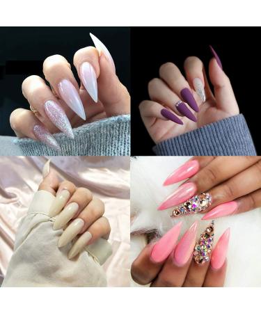 Noverlife 1200PCS C Curved Long Stiletto French False Nail Tips | 10 Sizes Half Cover Acrylic Claw Nails | Nail Art Fingernail Tips for Salon DIY | Clear & Natural - Buy Online on SooperMarket.com