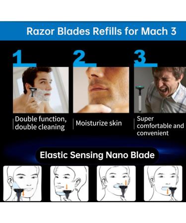 Best Razor Blades Refill for Mach 3 - 16PC Upgrade Universal 3-Layer Men's Shaving Blades - Buy Online on SooperMarket.com
