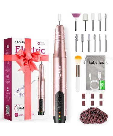 Coslus wirelessly portable nail miller 11 in 1 professional manicure and pedicure set nail files for gelails and acrylic nails nail shapes removal of cornea light gold