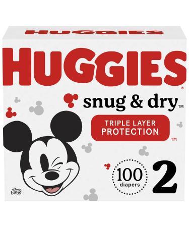 Huggies Snug & Dry Baby Diapers, Size 2 (12-18 lbs), 100 Ct Size 2 (100 Count) NEW