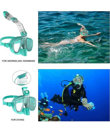 Bairuifu Dry Top Foldable Snorkel Mask Set - 180 Panoramic View, Anti-Fog & Leak Protection, Camera Mount, Ideal for Scuba Diving & Snorkeling - Light Blue, Large - Buy Online on SooperMarket.com