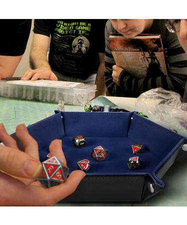 RNK Gaming Folding Hexagon Dice Tray - PU Leather and Blue Velvet for DND Dice Rolling Games - Buy Online on SooperMarket.com