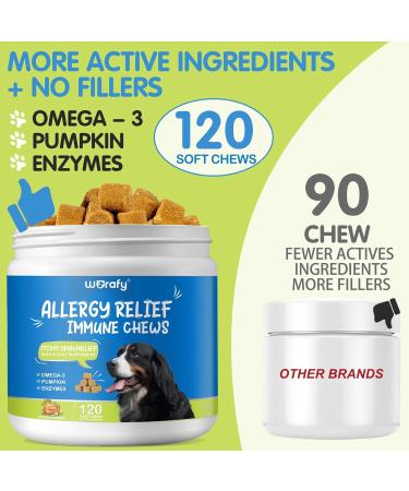 Dog Skin Relief Chews- Itch & Immunity Treats for Allergies - 120 Soft Chicken Flavor Chews - Buy Online on SooperMarket.com
