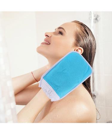 FOMIYES Exfoliating Bath Gloves and Mitts Set - Blue Turkish Towel for Body Scrubbing & Shower - 2pcs Kit for Kids & Adults - Buy Online on SooperMarket.com