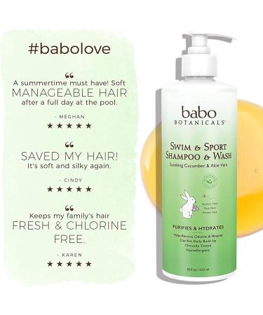 Babo Botanicals Purifying Swim & Sport Shampoo & Wash - Cucumber and Aloe Vera - 16 Fl Oz - Kids & Sensitive Skin (Pack of 1) - Buy Online on SooperMarket.com
