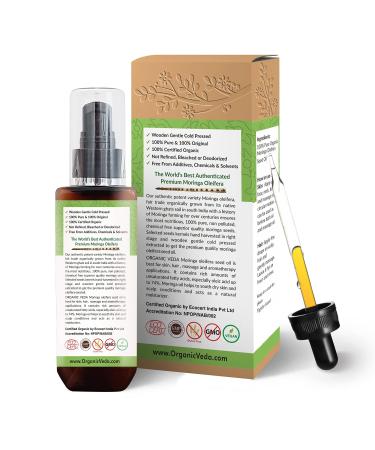 Organic Veda Moringa Oil 3.4 fl. oz - USDA Organic Cold-Pressed Edible Grade Virgin Oil for Face, Skin, Hair, Nails, Foot & Body - Buy Online on SooperMarket.com
