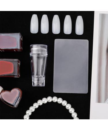 Auidy 6txd Double-End Silicone Nail Art Stamper & Scraper | DIY Manicure Tools for Stamping & French Nails | 5x2.5cm Nail Transfer Stamp - Buy Online on SooperMarket.com