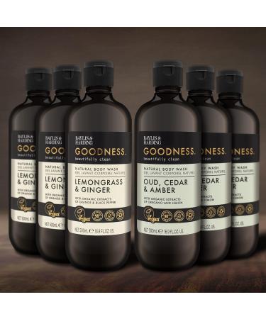 Baylis & Harding Goodness Body Wash Bundle - 6 x 500ml Vegan Friendly Body Wash (Lemongrass & Ginger, Oud Cedar & Amber) - Buy Online on SooperMarket.com