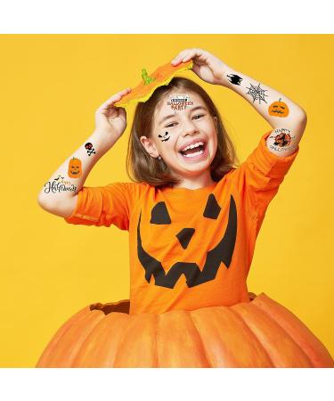 Whaline Halloween Temporary Tattoos - 270+ Waterproof Tattoo Stickers for Boy Girl Party Favors - Pumpkin Witch Ghost Bat Designs - Face Arm Body Decorations - Buy Online on SooperMarket.com