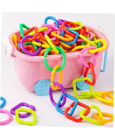 Ibasenice 175 PTH Geometric Chain Buckle Baby Rings Toy - 5 Colorful Toddler Chain Play Set for Crib 5.5x5.5cm - Buy Online on SooperMarket.com