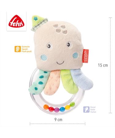 Fehn Rasselring Octopus Toy | Soft Baby Rattles & Gripping Motor Skills | Cuddly Toys for Babies & Toddlers 0+ Months - Buy Online on SooperMarket.com