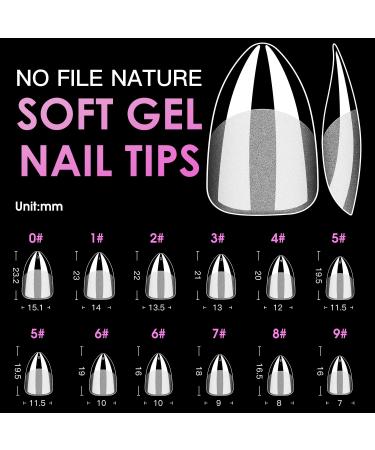 Short Almond Soft Gel Nail Tips - 600PCS Pre Buff Full Cover Half Matte Clear Fake Nails | Melous - Buy Online on SooperMarket.com