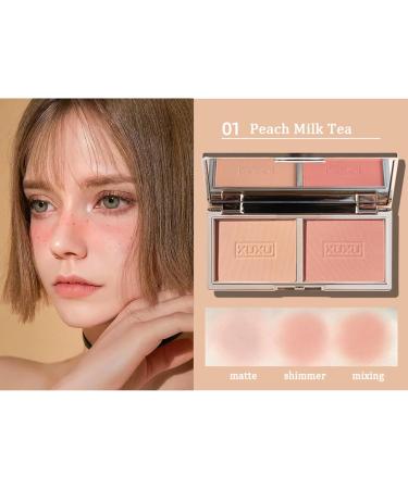 Matte and Shimmer Blush Palette with Mirror and Brush - Long-Wearing Natural-Looking Cheek Tint - 01 (1g) - Buy Online on SooperMarket.com