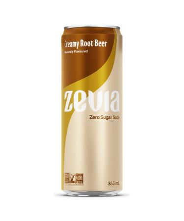 Zevia Zero Sugar Creamy Root Beer Soda 355 mL Cans (Pack of 12) Creamy Root Beer 355 mL (Pack of 12)