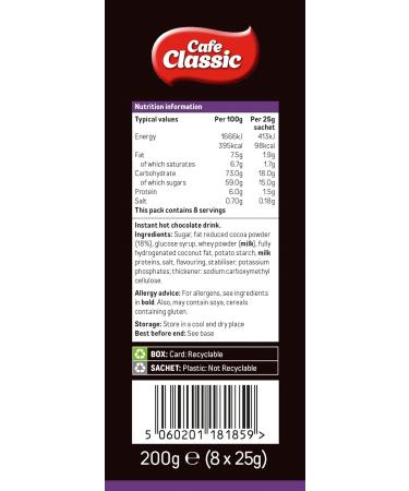 Cafe Classic Instant Hot Chocolate 64 sachets (Case of 8 x 8 sachets) - Buy Online on SooperMarket.com