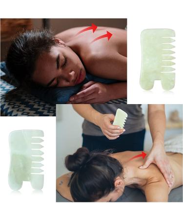 Jade Massage Comb and Gua Sha Tool Set for Head and Meridian Massage - Green Classic Style - Buy Online on SooperMarket.com