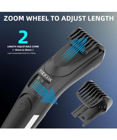 VIKICON Men's Beard Trimmer - Cordless Hair Clipper with 40 Length Adjustable Dial Ultra Sharp Blade Rechargeable Mustache Grooming Gift for Men - Black - Buy Online on SooperMarket.com